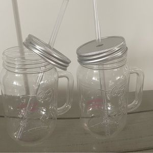 Lightweight, plastic Hello Kitty mason jar style cups.
